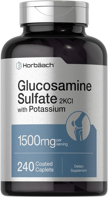 Horbäach Glucosamine Sulfate 1500Mg | 240 Caplets | 2Kci With Potassium | Non-Gmo And Gluten Free Supplement