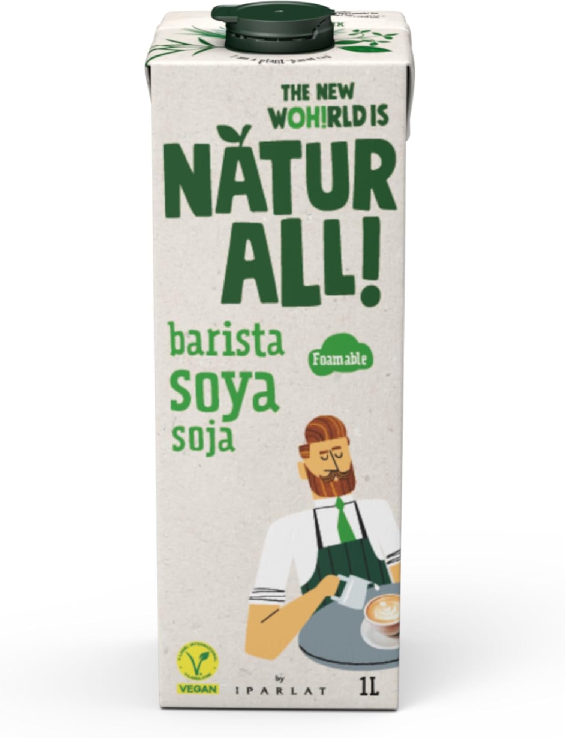 Natur All | Barista Soya Drink 1L - Delicious Fluffy And Light Foam, With Calcium And Vitamins, 100% Plant-Based, Vegan (6 Unit Box)
