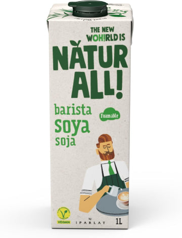 Natur All | Barista Soya Drink 1L - Delicious Fluffy And Light Foam, With Calcium And Vitamins, 100% Plant-Based, Vegan (6 Unit Box)