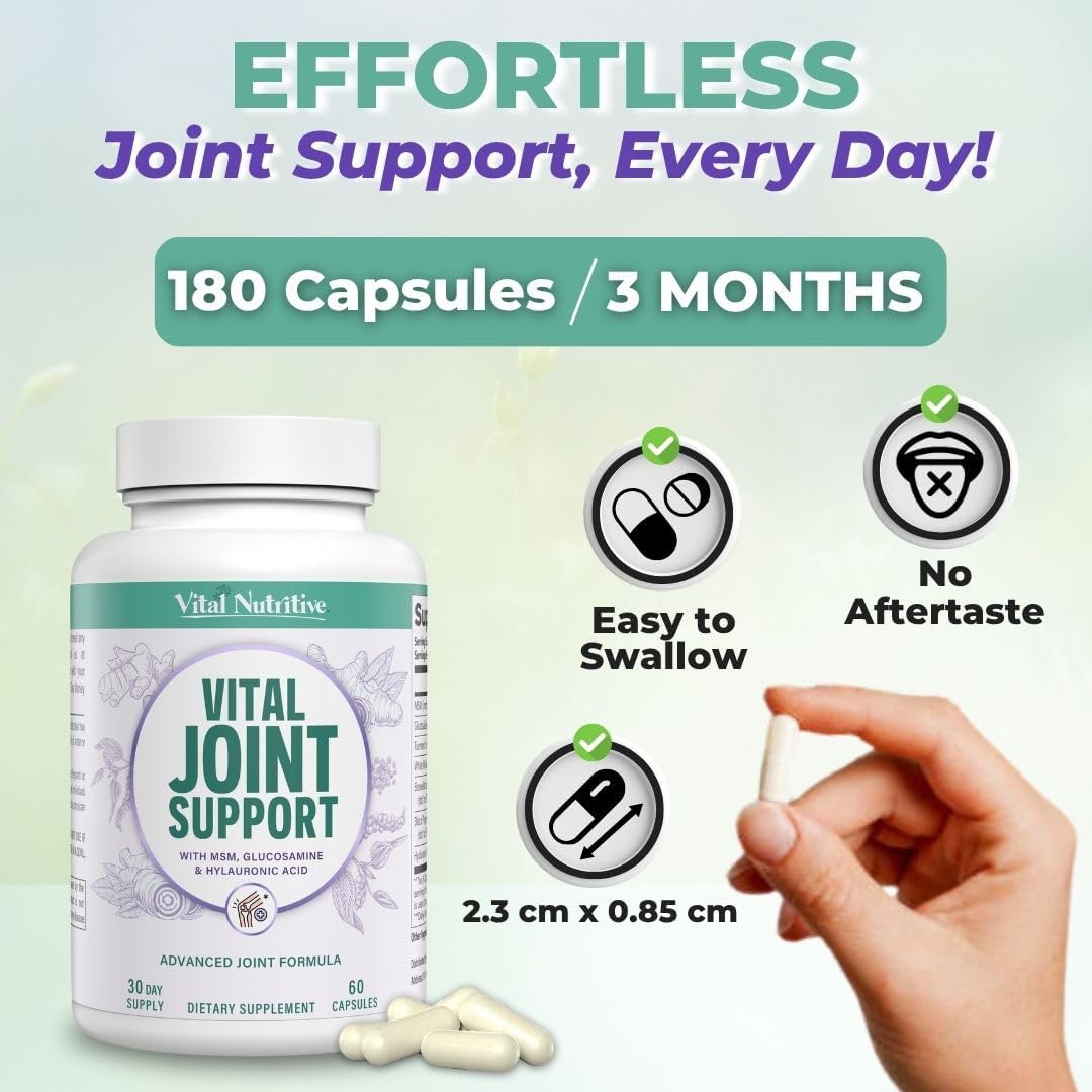Vital Nutritive Joint Support Supplement For Men And Women – Glucosamine, Msm, Hyaluronic Acid, And Turmeric – Supports Joint Health – 90 Days Supply : Health & Household