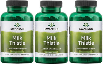 Swanson Milk Thistle - Herbal Liver Support Supplement - Natural Formula Helping To Maintain Overall Health & Wellbeing - (100 Capsules, 500Mg Each) 3 Pack