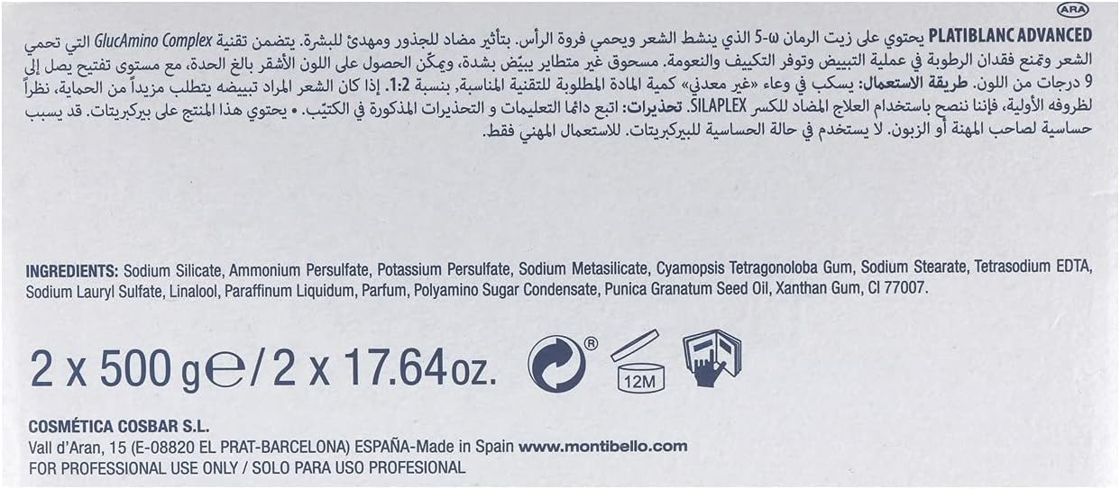 Montibello Platiblanc Advance Extreme Blond Deco 9 Levels 2X500G