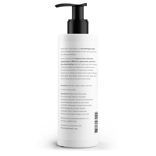 Fragrance Free Face Wash - Gentle Facial Cleanser On Sensitive Skin - Unscented - Dermatologist Tested - Sulfate Free - Paraben Free - Gluten Free - Non Comedogenic And Hypoallergenic