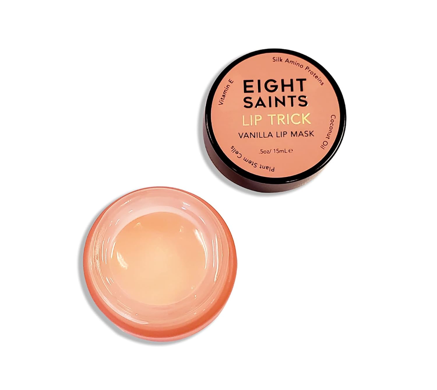 Eight Saints Lip Trick Vanilla Lip Mask, Natural and Organic Lip Gloss Treatment for Full, Soft Lips, Plumping, Hydrating, and Wrinkles, 0.5 Ounces