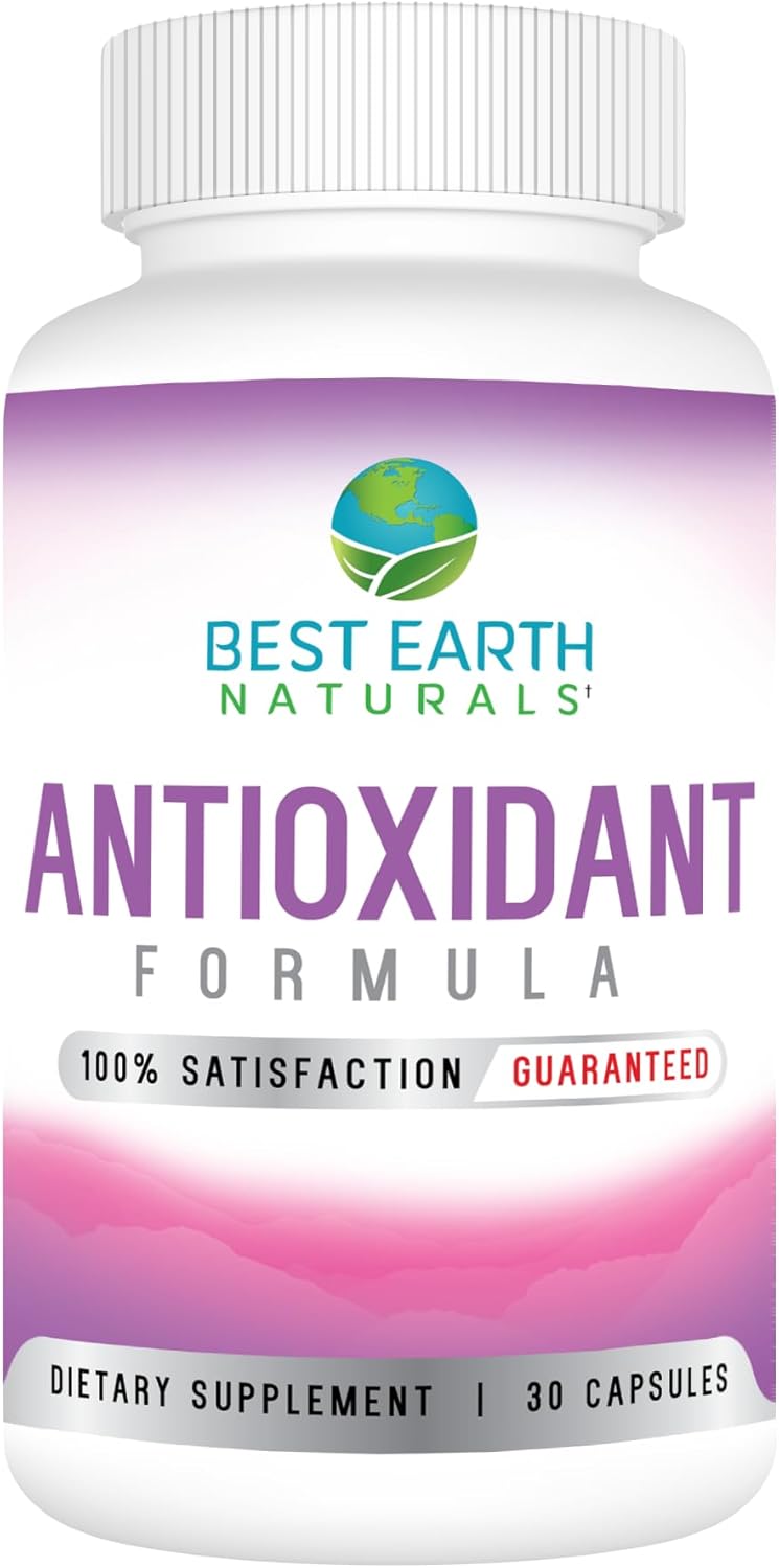 Best Earth Naturals Antioxidant Supplement With Pomegranate, Mangosteen, Goji Berry Capsules For Immune Support - 30 Day Supply