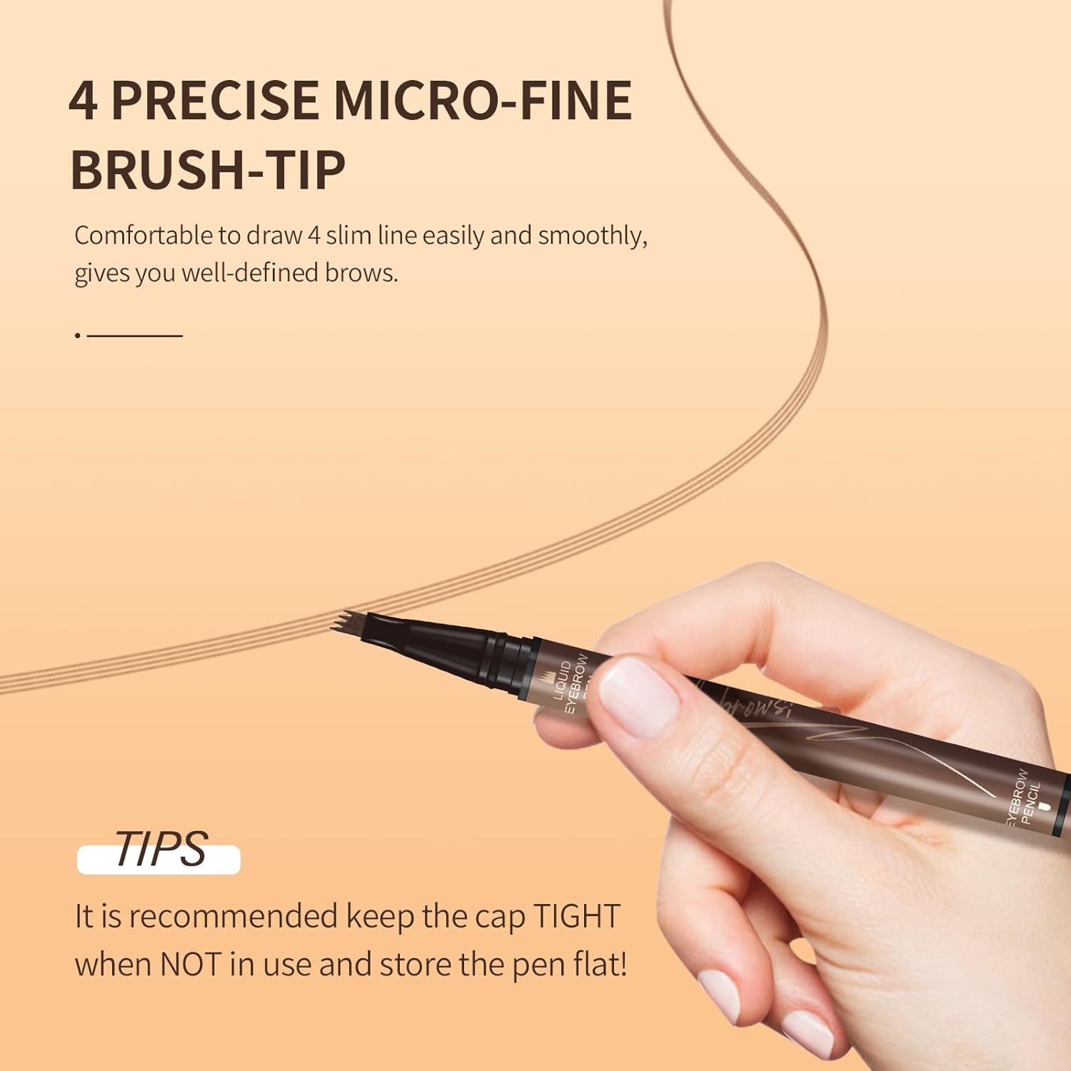 Music Flower Dual-Ended Microfilling Eyebrow Pen, Liquid Eyebrow Pen With 4 Micro Brush-Tip Applicators & Brow Defining Pencil With Precision Tip (Brown) : Beauty & Personal Care