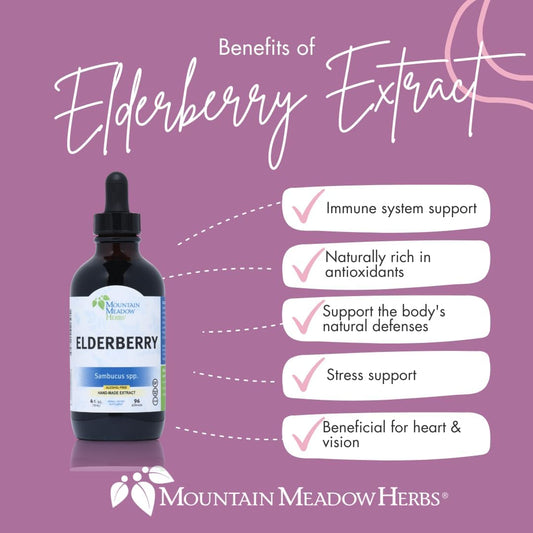 Mountain Meadow Herbs Elderberry Extract | All Natural Immune Booster | Fast-Acting Liquid Concentrate | Promotes Immune System Health | Tincture 4 oz