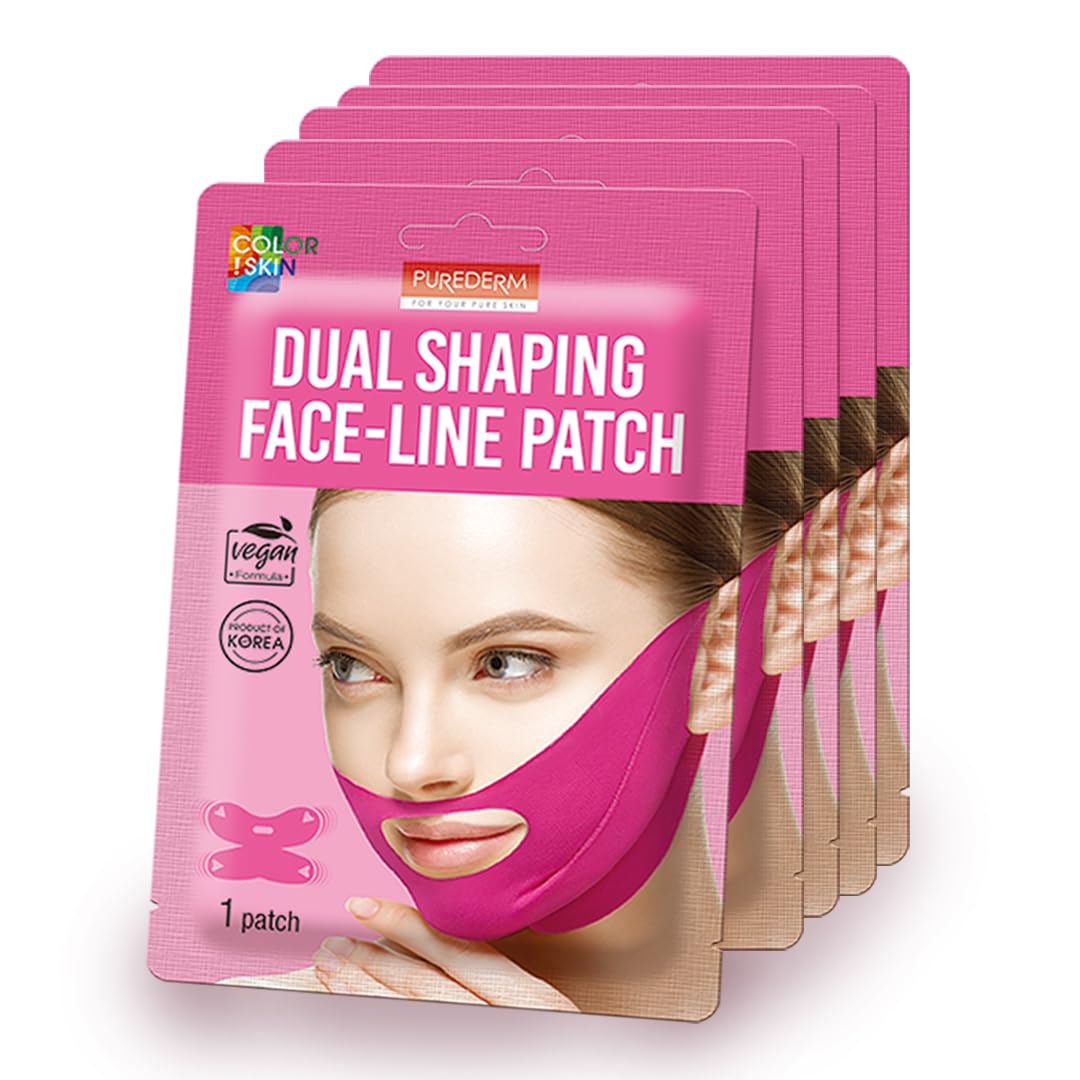 Purederm Dual Shaping Face-Line Patch (5 Pack) - V Line Lifting Mask For Total Face-Line Care