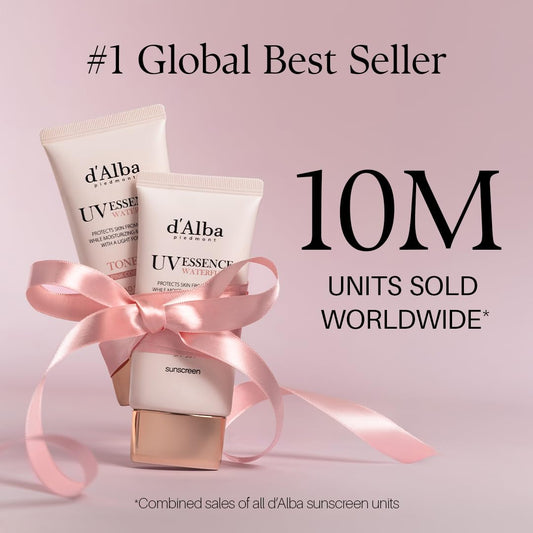 [2 Ea] D'Alba Piedmont Waterfull Tone-Up Sunscreen Serum Broad Spectrum Spf 50 + Korean Sunscreen For Face, All Skin Tones, Sweat Proof Formula (2 X 1.69 Fl.Oz.)