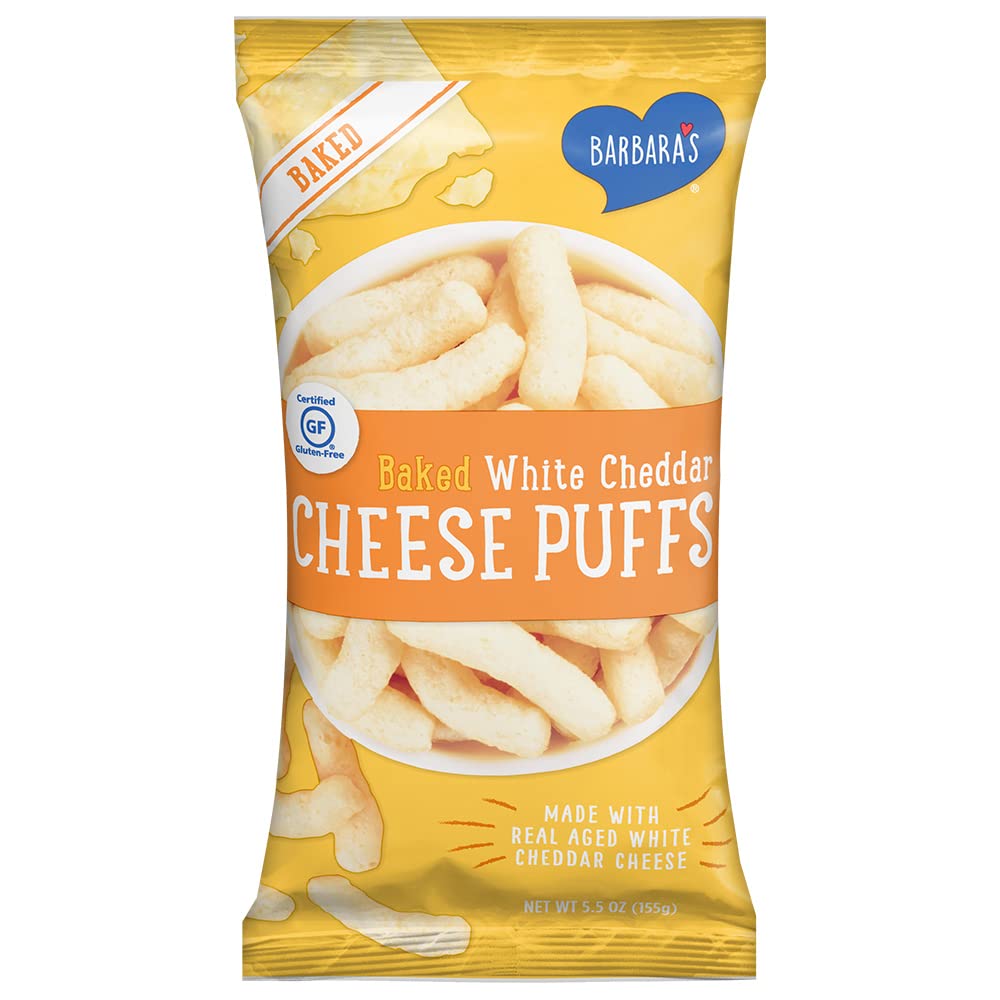 Barbara's Bakery Cheese Puffs, Baked White Cheddar, 5.5 Oz Bag