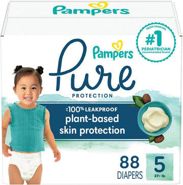 Pampers Pure Protection Diapers - Size 5, 88 Count, Hypoallergenic Premium Disposable Baby Diapers