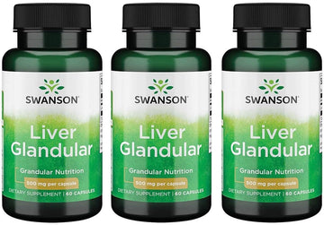 Swanson Liver Glandular 500 Milligrams 60 Capsules (3 Pack)