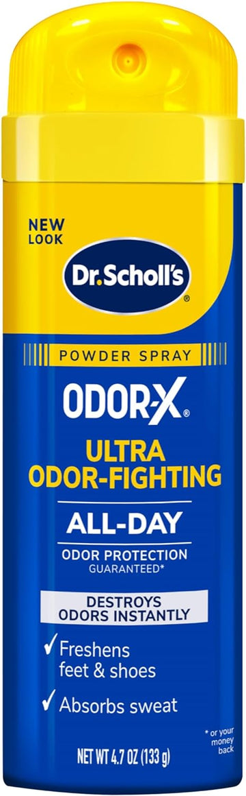 Dr. Scholl's ODOR-X ULTRA ODOR-FIGHTING POWDER SPRAY, 4.7 oz // Destroys Odors Instantly - All-Day Odor Protection - Freshens Feet & Shoes