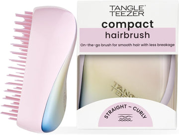 Tangle Teezer | The Compact Styler Detangling Hairbrush | Travel-Friendly With Protective Cover & Two-Tiered Teeth Design | Perfect For Wet, Dry & Flyaway Hair | Pearlescent Matte Chrome
