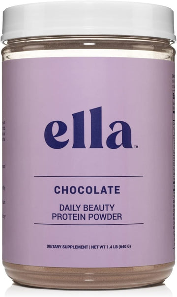 Ella Chocolate Collagen Protein Powder for Women - Daily Beauty Protein Powder with Grass-Fed Collagen Peptides - Non-GMO, Gluten-Free, No Artificial Sweeteners - 20 Servings