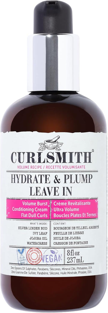 Curlsmith - Hydrate & Plump Leave In Hair Conditioner, Volumizing And Nourishing For Wavy, Curly Or Coily Hair, Vegan (237Ml/8Fl Oz)