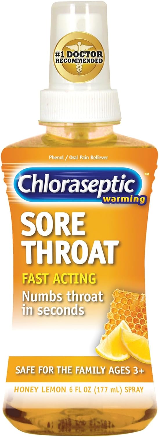 Chloraseptic Warming Sore Throat Lozenges, Real Honey Lemon, 6 fl oz, 1 Pack
