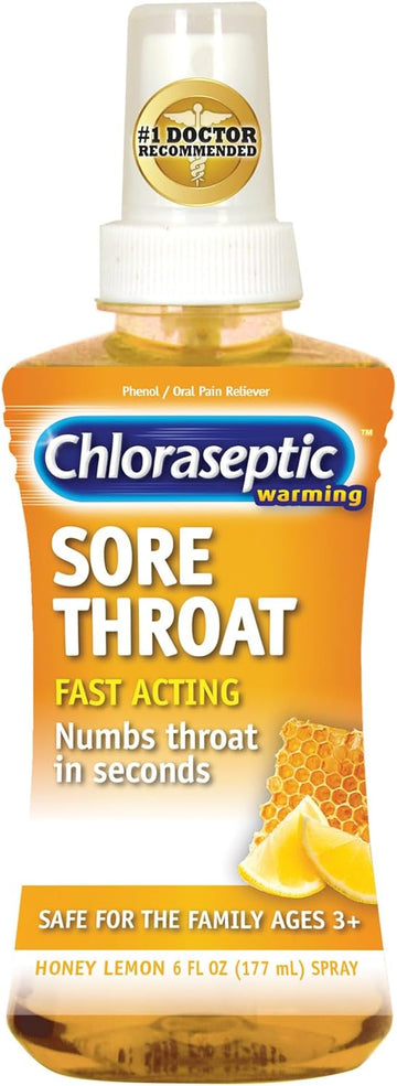 Chloraseptic Warming Sore Throat Lozenges, Real Honey Lemon, 6 fl oz, 1 Pack