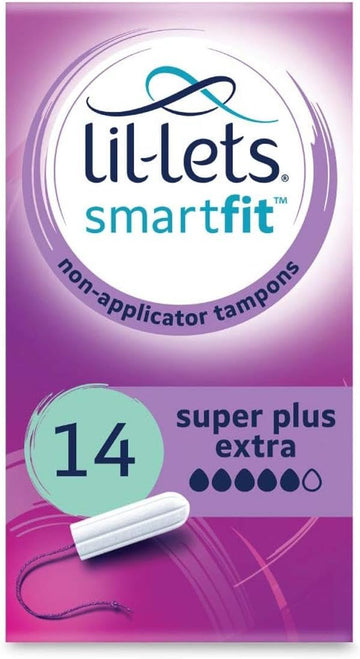 Lil-Lets Non-Applicator Super Plus Extra Tampons, 1 Pack of 14, Very Heavy Flow