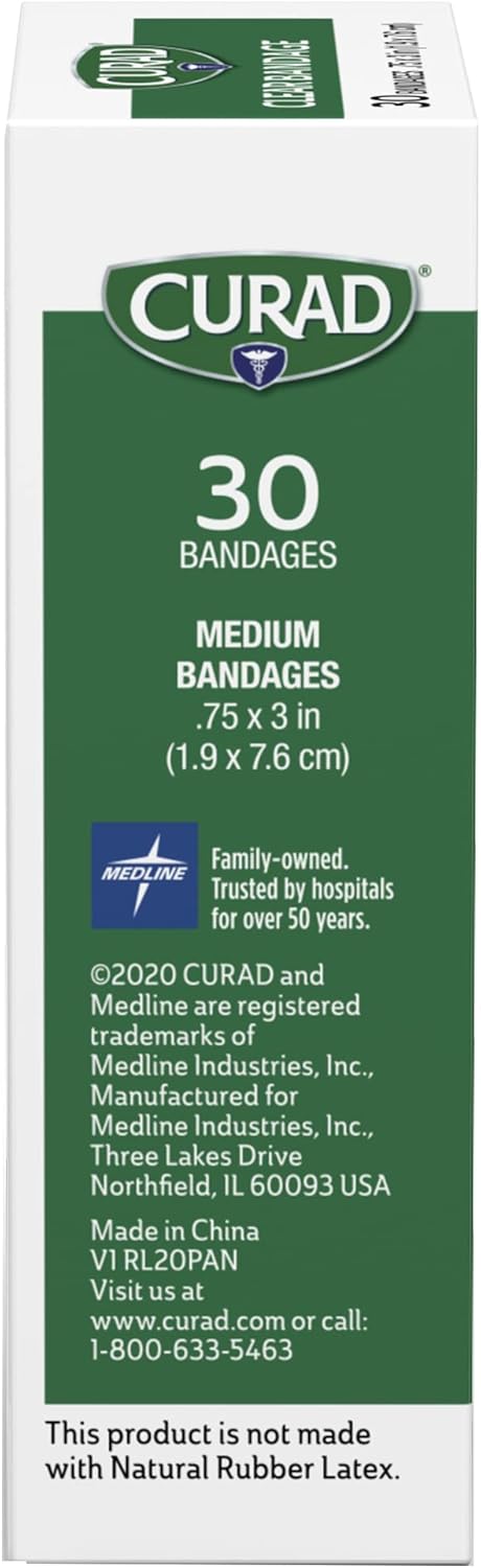 CURAD Clear Plastic Self-Adhesive Bandages, 3/4" x 3", Essential First Aid Supplies, 30 per Box, Pack of 6 : Health & Household