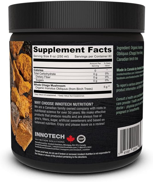 INNOTECH Nutrition: Wild Harvested Chaga Mushroom Chunks - 115 g