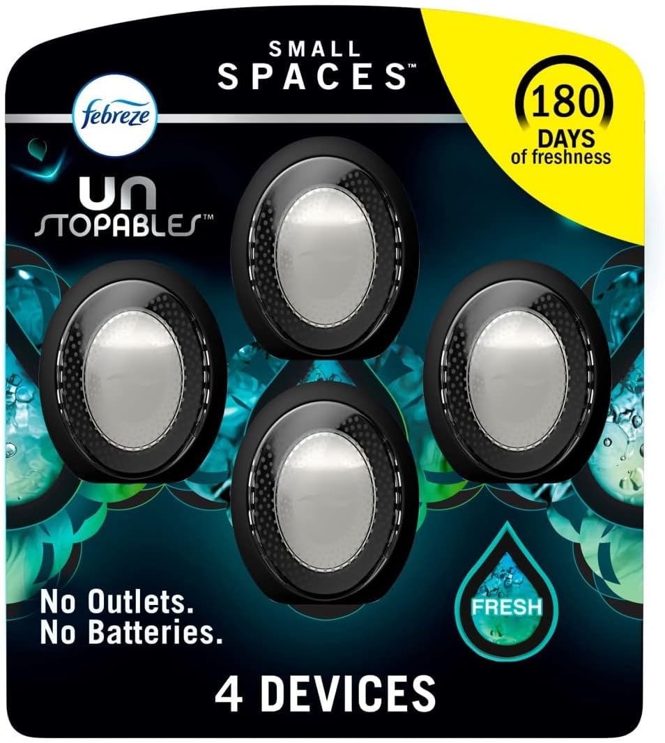 Febreze Small Spaces Unstopables Air Freshener Fresh, 25 fl. oz., Pack of 4