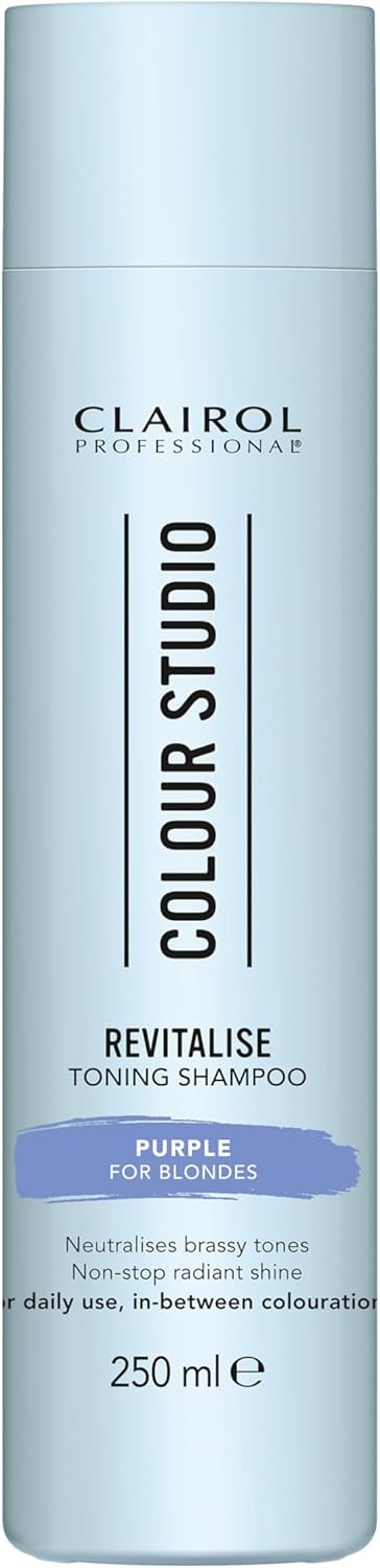 Clairol Professional Colour Studio | Step 3 Revitalise | Purple Toning Shampoo For Blonde Coloured Hair | Neutralises Brassiness | Non-Stop Shine | All Hair Types | Vegan | For Daily Use | 250Ml
