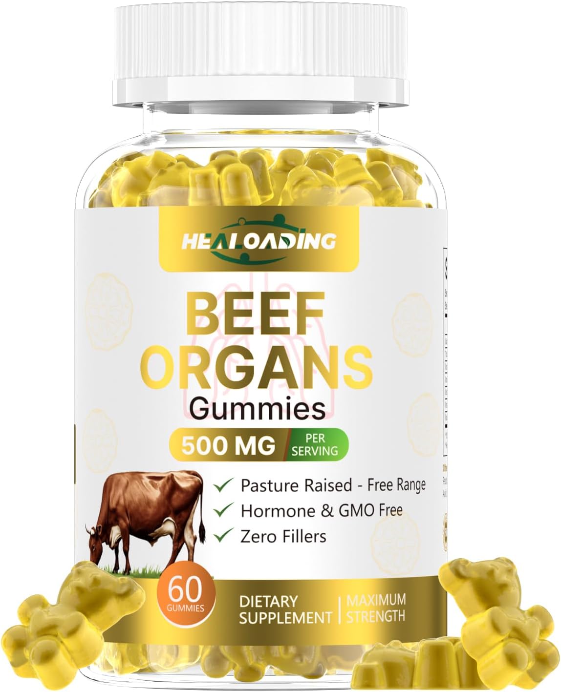 Beef Organ Supplement For Women:Grass Fed Beef Organ Gummies Supplement, Wellness With Liver Heart Kidney Pancreas Spleen Supports Women'S Overall Energy And Health Non-Gmo(60 Gummies)