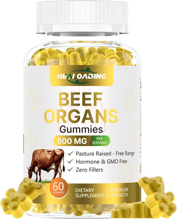 Beef Organ Supplement For Women:Grass Fed Beef Organ Gummies Supplement, Wellness With Liver Heart Kidney Pancreas Spleen Supports Women'S Overall Energy And Health Non-Gmo(60 Gummies)