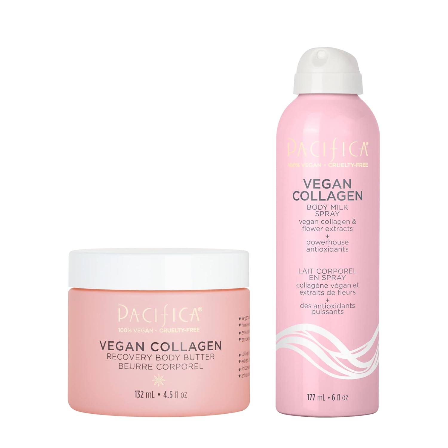 Pacifica Beauty | Vegan Collagen Body Butter + Body Milk Spray | Hydrating, Nourishing, Moisturizer | Long-Lasting Hydration | Cream Lotion for Dry Skin | | Paraben Free | Vegan + Cruelty Free