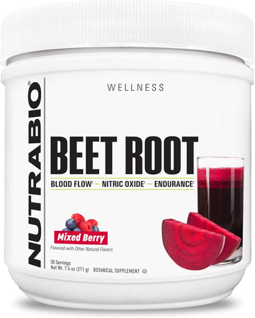 Nutrabio Organic Beet Root Powder Superfood With Nitrates And Antioxidants - Supports Performance, Circulation, Blood Flow, And Overall Health - Non-Gmo, Vegetarian, 30 Servings