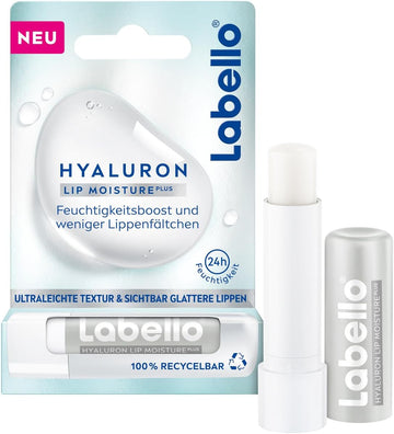 Labello Lip Balm With Hyaluronic Acid For 24-Hour Moisture, Lip Balm With Ultralight Texture, Lip Care For Soft Lips, Hyaluronic Lip Moisture Plus (5.2 Ml)