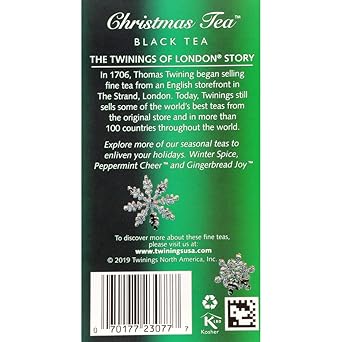 Twinings Christmas Tea - Black Tea Blended With Spicy And Aromatic Clove And Cinnamon, Tea Bags Individually Wrapped, 20 Count Ea (Pack Of 4)