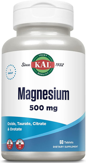 Kal 500 Mg Magnesium Tablets, 60 Count