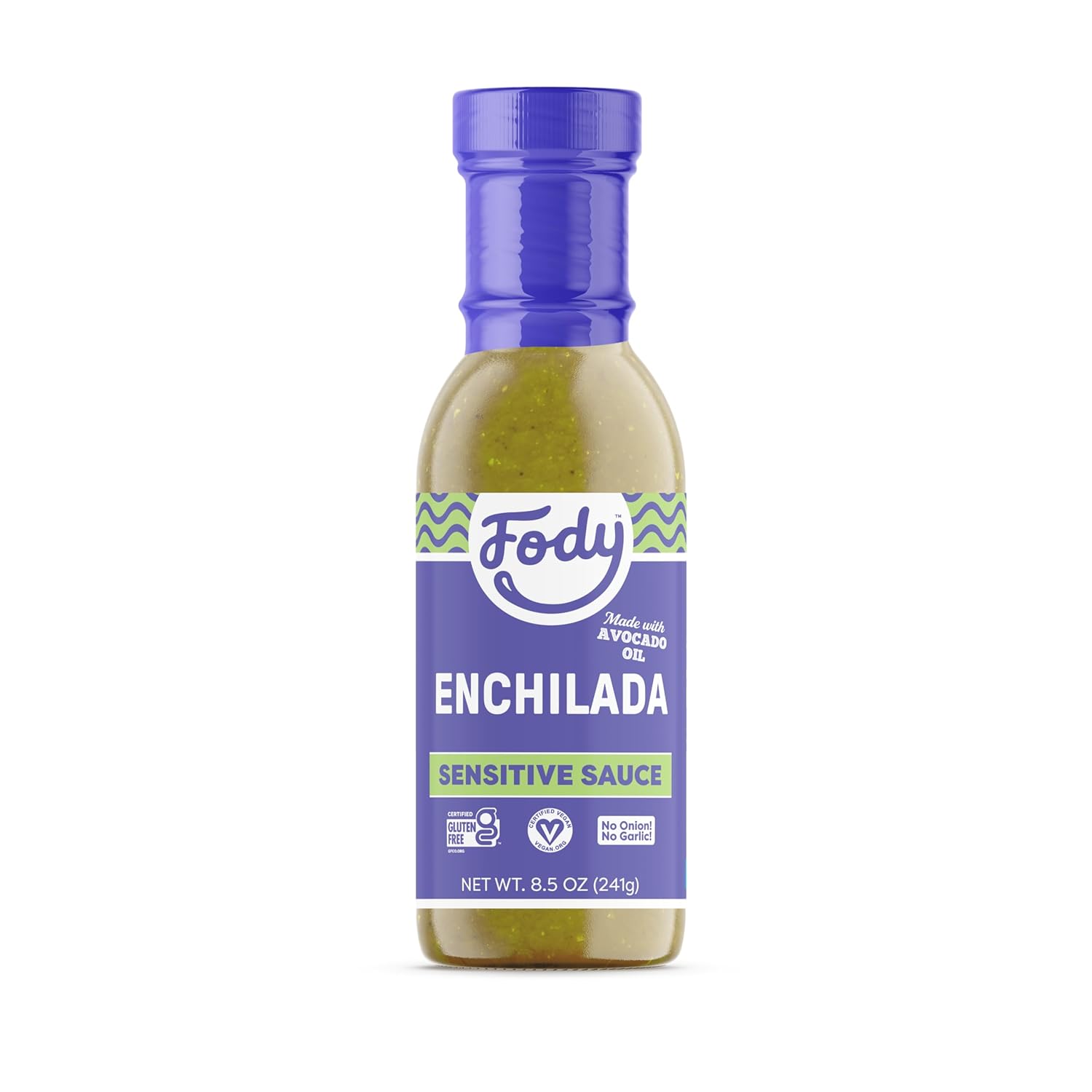 Fody Foods Green Enchilada Sauce, 8.5 Oz, Garlic And Onion Free, Low Fodmap Certified, Gut & Ibs Friendly, Vegan, Non-Gmo, Gluten Free, Keto Friendly