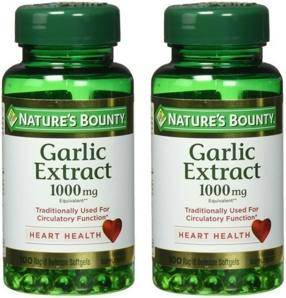 Nature'S Bounty Garlic Extract 1000 Mg Softgels For Cardiovascular Support,100 Ea (Pack Of 2)