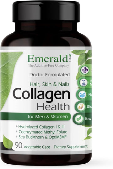 Emerald Labs Collagen Health - Hydrolyzed Collagen For Healthy Hair, Skin & Nails With Saw Palmetto & Beta-Sitosterol - Also Supports Immune & Adrenal Health - 90 Vegetable Capsules (30-Day Supply)