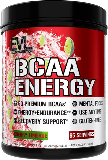 Evl Bcaas Amino Acids Powder - Bcaa Energy Pre Workout Powder For Muscle Recovery Lean Growth And Endurance - Rehydrating Post Workout Recovery Drink With Natural Caffeine - Fruit Punch