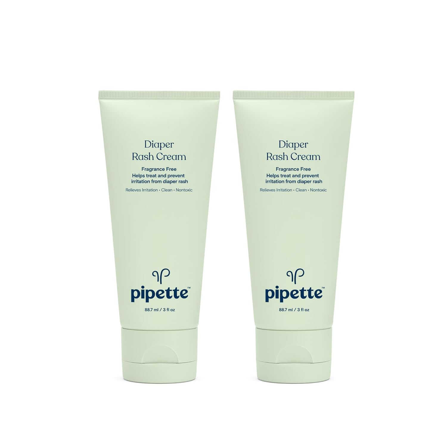 Pipette Diaper Rash Cream - Relieve & Prevent Diaper Rash With Non-Nano Zinc Oxide, Fragrance-Free Baby Butt Cream, Non-Toxic Daily Protective Balm, 3 Fl Oz (2 Pack)