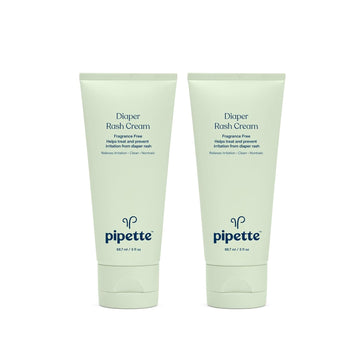 Pipette Diaper Rash Cream - Relieve & Prevent Diaper Rash With Non-Nano Zinc Oxide, Fragrance-Free Baby Butt Cream, Non-Toxic Daily Protective Balm, 3 Fl Oz (2 Pack)