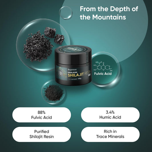 Purified Shilajit Resin Himalayan (50G) | 800Mg | Rich In Fulvic Acid (88%) | 3.4% Humic Acid | Turmeric & Ashwagandha Root Extract | 62 Servings