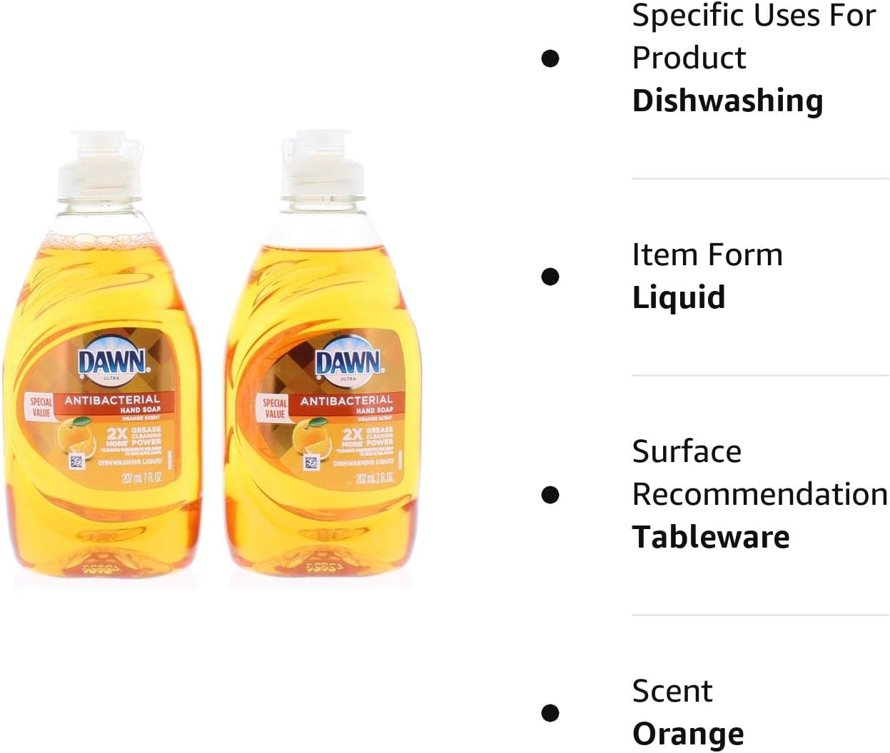 2 Pk. Dawn Ultra Antibacterial Orange Scent Dishwashing Liquid 7oz. (14 Fl. Oz Total) : Health & Household