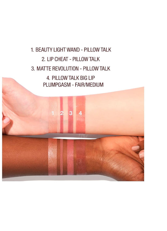 Charlotte Tilbury Pillow Talk Lip Secrets Holiday Set - Matte Revolution Lipstick Full Size, Lip Cheat Liner, Collagen Lip Bath Plumper, Jewel Lips Lip Gloss