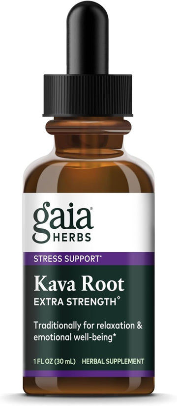 Gaia Herbs Kava Root Extra Strength - Helps Sustain A Sense Of Natural Calm, Relaxation,* And Emotional Wellness During Times Of Stress - Made With Noble Kava Cultivars - 1 Fl Oz (20-Day Supply)