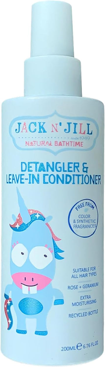 Jack N' Jill Natural Bathtime Detangler And Leave-In Conditioner - Suitable For All Hair Types, Extra Moisturising, Silicone-Free, Cruelty-Free & Vegan Kids Detangler Spray - 200Ml, 1 Bottle