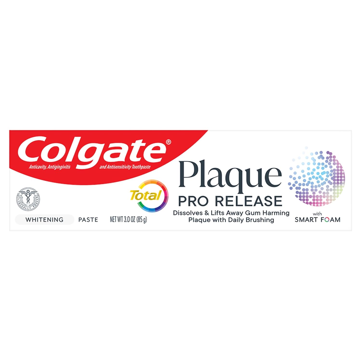 Colgate Total Plaque Pro Release Whitening Toothpaste, Whitening Anticavity Toothpaste, Helps Reduce Plaque And Whitens Teeth, 1 Pack, 3.0 Oz Tube