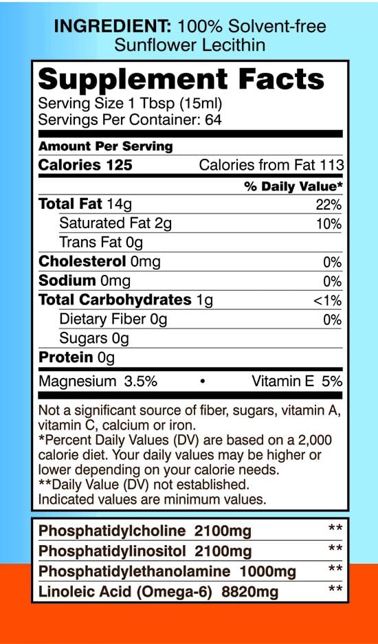 100% All Natural Sunflower Lecithin Nongmo Gluten Free (32 Oz)