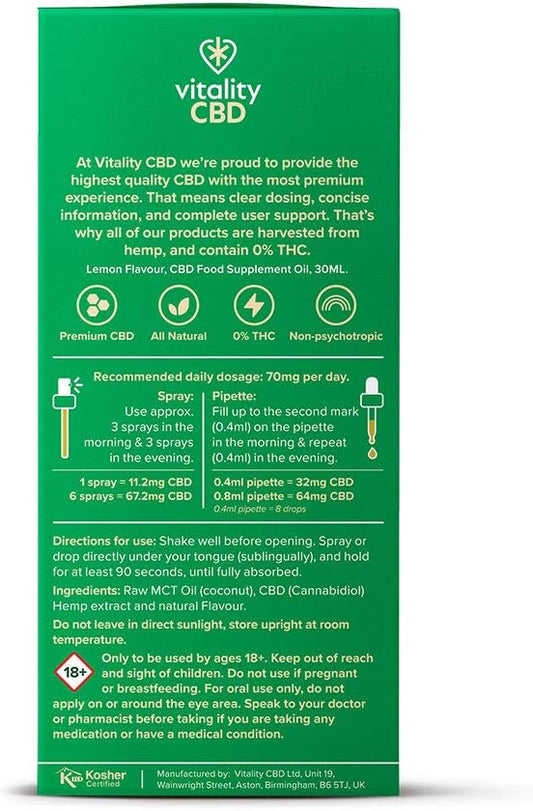 Vitality Cbd Oral Spray In Mct Oil, 1200 Mg, Lemon, 30 Ml, No Thc