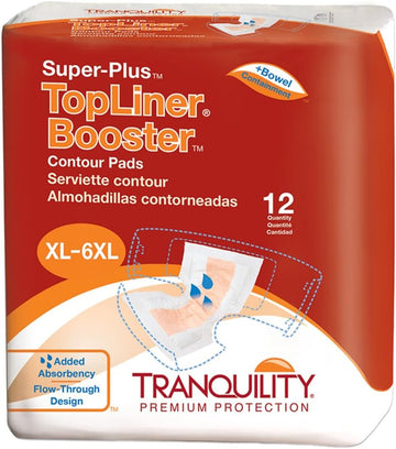 Tranquility Topliner® Disposable Absorbent Booster Contour Pads For Bowel Incontinence - Super-Plus (32" X 14") - 48 Ct