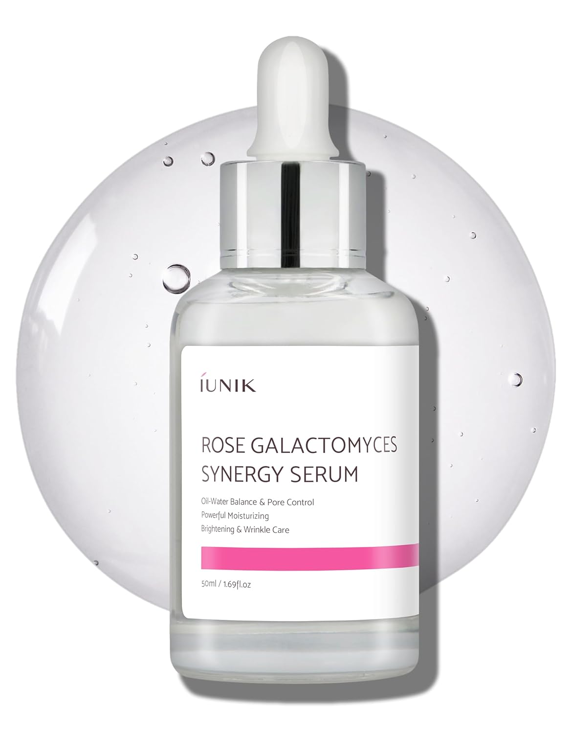 Iunik Rose Galactomyces Synergy Vegan Face Serum 1.69 Fl Oz Naturally Fermented Rose Water Hydrating Ampoule Serum Deep Moisturizing Pore Minimizing Alcohol-Free Chemical-Free Korean Skincare